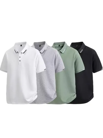 Unisex Athleisure Breathable Cotton Blend Polo Shirt Short Sleeve Casual Sport Top Ribbed Cuffs Summer Golf Tennis Tee