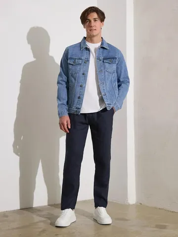 Herren Retro Gewaschen Patchwork Jeansjacke Locker Amerikanische Arbeitskleidung Baumwoll Denim Jacke Revers Einreihig Lässig Top