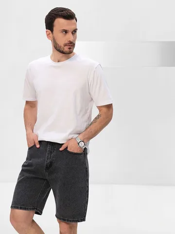 Pantaloncini di Jeans Uomo Taglie Forti Vestibilità Dritta Allentata Cotone Lavato Estate Casual Pantaloni a Cinque Punti Blu Chiaro Blu Scuro Nero Grigio