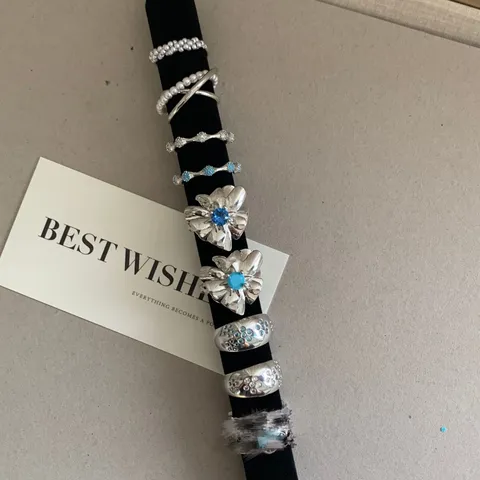 Minimalistisch Koper Strass Bloem Open Ring Voor Dames Verzilverd Zoet Hol Kant Geweven Kunstparel Vingerring Verstelbaar Mode Sieraden Cadeau