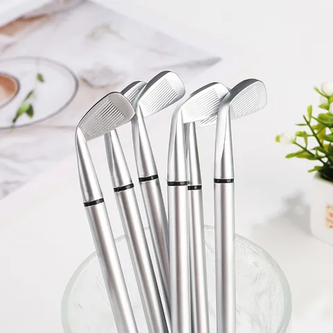 Creatieve Golfclub Balpen Set Zilveren Metalen Pennen Kantoor Briefpapier Bedrijfscadeau
