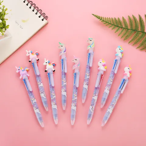 Cute Unicorn Retractable Ballpoint Pen Student Writing Pen Cartoon Multi Color Gel Ink Pen Kawaii Office School Supplies