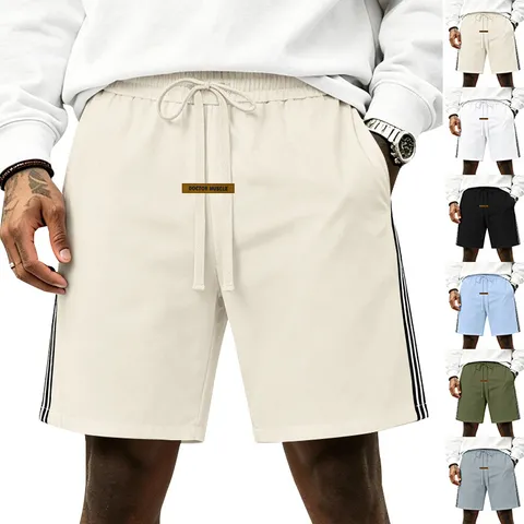 Pantaloncini Sportivi Larghi Hip Hop High Street da Uomo Estivi Casual con Coulisse Pantaloncini da Skateboard con Strisce Laterali