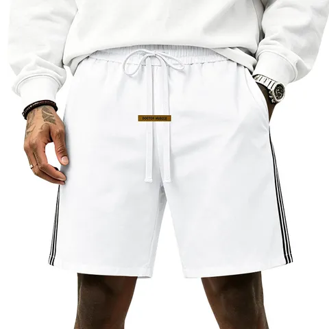 Pantaloncini Sportivi Larghi Hip Hop High Street da Uomo Estivi Casual con Coulisse Pantaloncini da Skateboard con Strisce Laterali