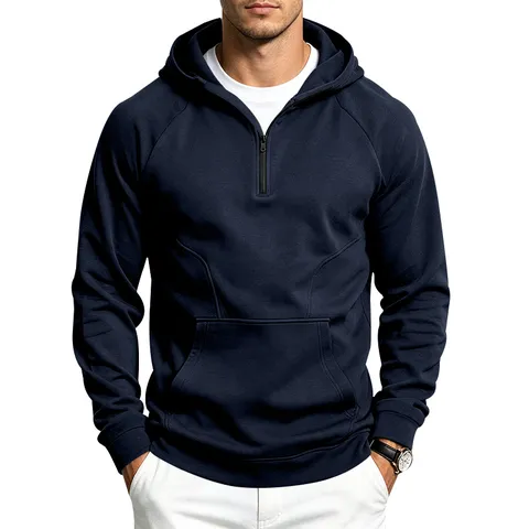 Men's Outdoor Sport Fitness Hoodie Patchwork Color Block 1/4 Zip Pullover Fleece Lined Loose Casual Sweatshirt Top