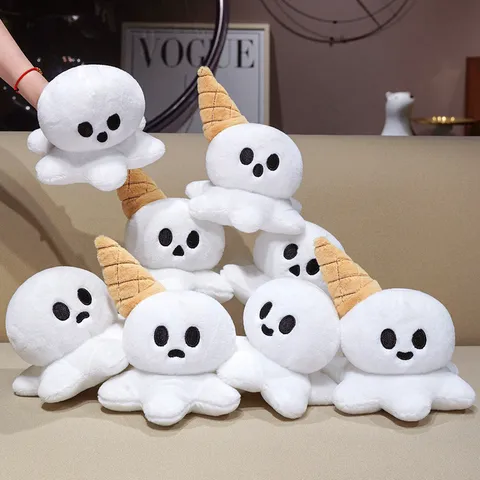 Halloween Peluche Mignon Fantôme Cornet de Glace Poupée Fantôme Dessin Animé Animal en Peluche Enfants Sac Pendentif Porte-clés