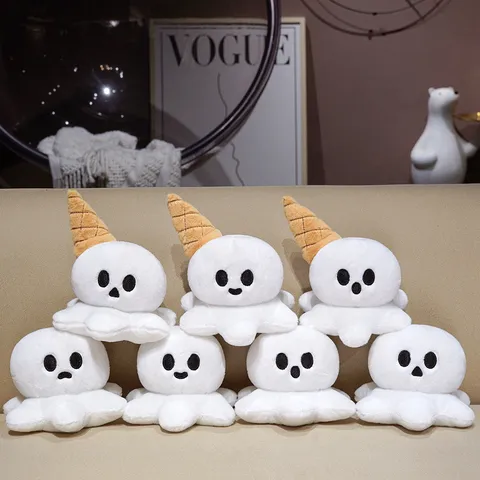 Halloween Peluche Mignon Fantôme Cornet de Glace Poupée Fantôme Dessin Animé Animal en Peluche Enfants Sac Pendentif Porte-clés