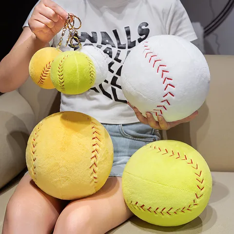 Cartoon Simulation Baseball Plush Toy Pillow Stuffed Ball Doll Kids Bag Key Chain Pendant Cute Soft Home Decor