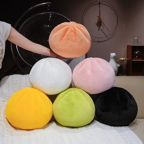 Creative Simulated Steamed Bun Pillow Plush Toy Cute Cartoon Food Cushion Soft Stuffed Doll Bag Keychain Home Decor