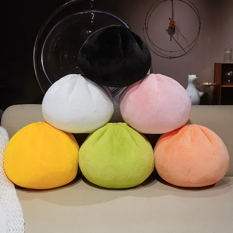 Creative Simulated Steamed Bun Pillow Plush Toy Cute Cartoon Food Cushion Soft Stuffed Doll Bag Keychain Home Decor