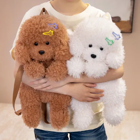 Zaino in Peluche con Cane Teddy Cartoon Carino Bambola di Peluche Animale Borsa Scolastica Regalo Animale Carino per Ragazze Bambini