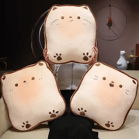 Cute Cartoon Toast Bread Plush Toy Soft Animal Biscuit Pillow Stuffed Doll Sofa Cushion