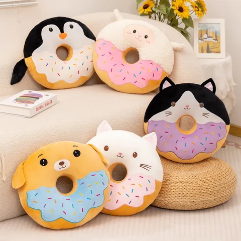 Simpatico Cuscino in Peluche Ciambella Animale Cartone Animato Giocattolo Morbido Gatto Pecora Cane Pinguino Bambola