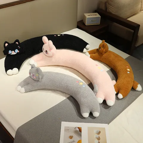 Cartoon Animal Long Body Pillow Cute Cat Fox Rabbit Plush Toy Soft Stuffed Doll