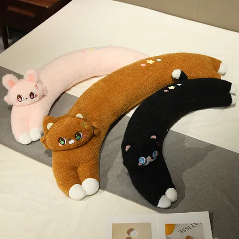 Cartoon Animal Long Body Pillow Cute Cat Fox Rabbit Plush Toy Soft Stuffed Doll