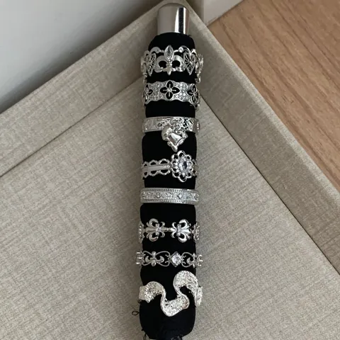 Dames Vintage Verzilverd Koper Open Ring Strass Ingelegd Kruis Klaver Bloemen Stapelbare Vingerring Sieraden