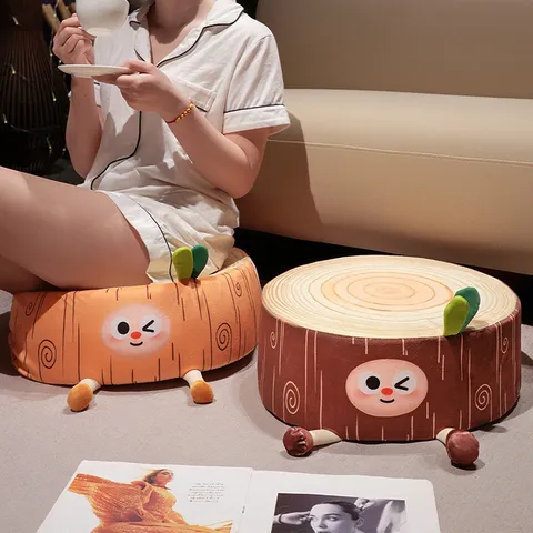 Cartoon Boomstam Vloerkussen Schattig Pluche Lui Pouf Tatami Zitkussen Voor Slaapkamer Woonkamer