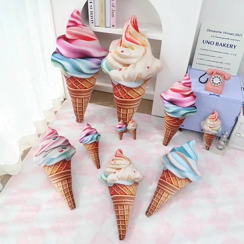 Creative Simulation Ice Cream Plush Toy Cone Dessert Pillow Soft Stuffed Doll Kids Room Home Decor Gift