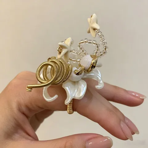 Böhmischer Natürlicher Muschel Schnecke Seestern Ring Kupferlegierung Drahtgewickelter Offener Ring Strand Schmuck für Damen