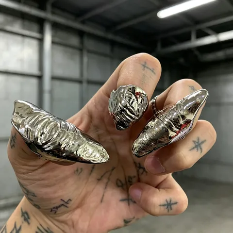 Punk Koper Goud Zilver Verguld Onregelmatig Vloeibaar Vingerring Gepersonaliseerde Overdreven Metalen Vloeibare Harnas Ring Voor Unisex Sieraden Cadeau