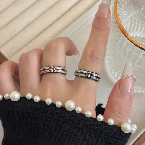 Vintage Emaille Kruis Open Ring Verguld Koper Strass Hip Hop Verstelbare Vingerring Gepersonaliseerde Sieraden Cadeau voor Vrouwen