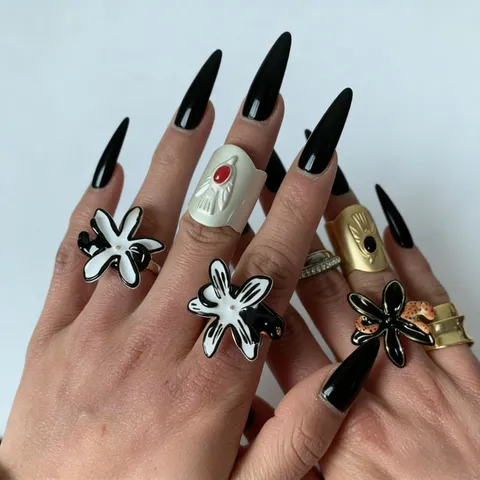 Niche Ontwerp Legering Emaille Bloem Luipaard Open Brede Ring Artistieke Palm Element Strass Verstelbare Vingerring Voor Vrouwen Sieraden Cadeau