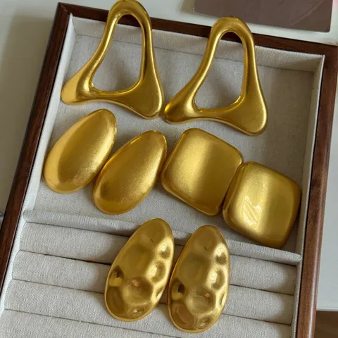 Boucles d'Oreilles en Alliage Or Sable Goutte Irrégulière Ovale Studs Avec Tige Argent 925 Design Chic Bijoux pour Femmes
