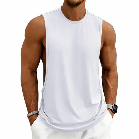 Men's Sport Tank Top Breathable Muscle Vest For Gym Training Fitness Running Basketball Polyester Solid Color Casual Loose Basic Top