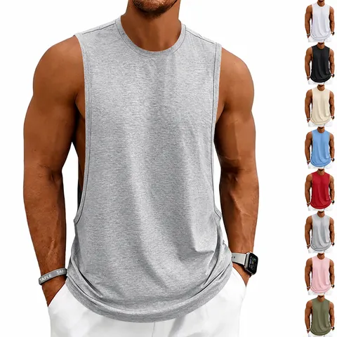 Men's Sport Tank Top Breathable Muscle Vest For Gym Training Fitness Running Basketball Polyester Solid Color Casual Loose Basic Top