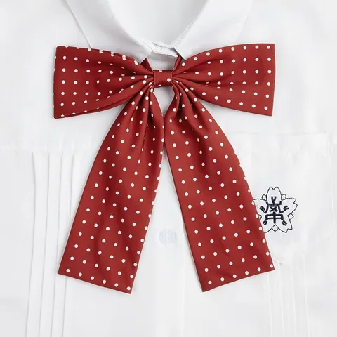 Nœud Papillon à Pois Style Preppy Ruban d'Uniforme JK Cravate à Long Manche Mignon Femmes Filles Tour de Cou Accessoire en Polyester