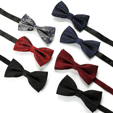 Nœud Papillon Formel en Polyester pour Hommes Couleur Unie Jacquard Mariage Fête Marié Costume Accessoire de Cou