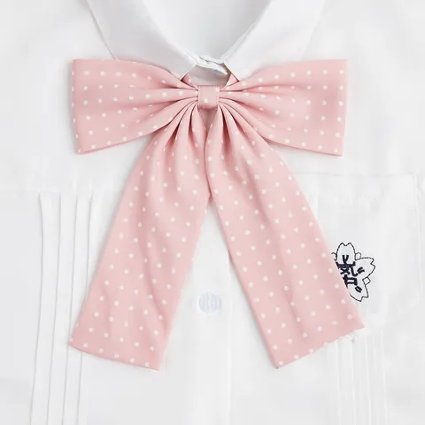 Nœud Papillon à Pois Style Preppy Ruban d'Uniforme JK Cravate à Long Manche Mignon Femmes Filles Tour de Cou Accessoire en Polyester