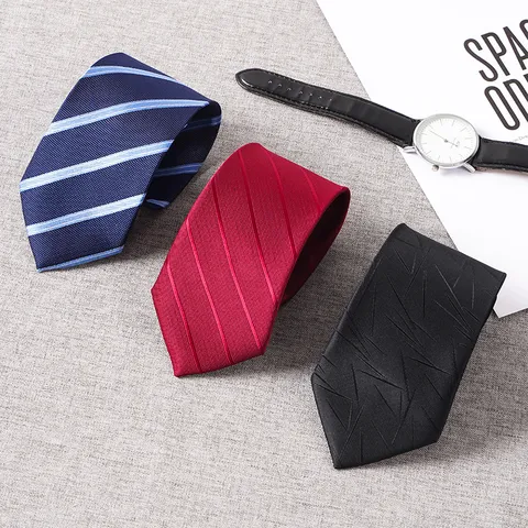 Classic Mens Business Necktie Jacquard Woven Striped Neck Ties For Wedding Formal Suit Career Office Wear