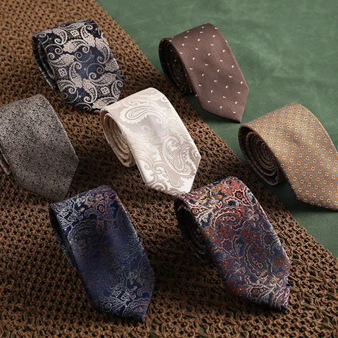Classic Paisley Striped Men Necktie Business Formal Wedding Suit Polyester Neck Tie Vintage Pattern Neckwear