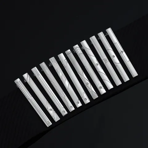 Pince à Cravate d'Affaires pour Hommes Argent Minimaliste Métal Géométrique Épingle à Cravate Strass Accessoires Costume Formel Bijoux de Mariage