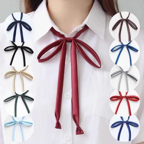 Ruban de Cou pour Uniforme JK pour Femmes Corde de Col de Costume de Matelot Japonais Couleurunie Pré-noué Longue Cravate Accessoires de Style Académique