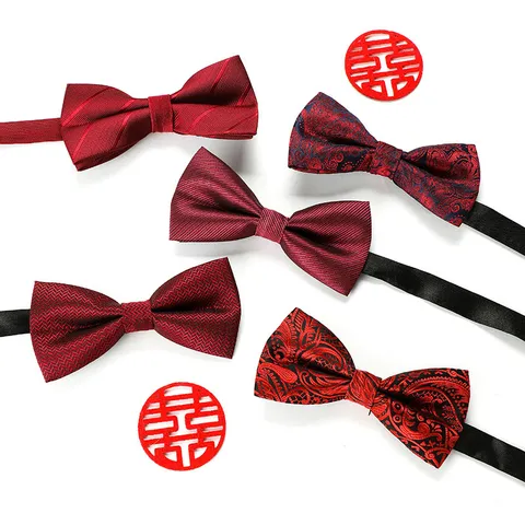 Nœud Papillon Classique en Polyester pour Hommes Motif Jacquard Costume de Mariage Formel pour Marié et Témoins Cou ajustable