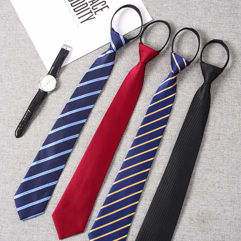 Cravate à Fermeture Éclair Décontractée d'Affaires pour Hommes Polyester Jacquard Sans Nœud Cravate Paresseuse Costume de Bureau Formel Vêtements de Cou