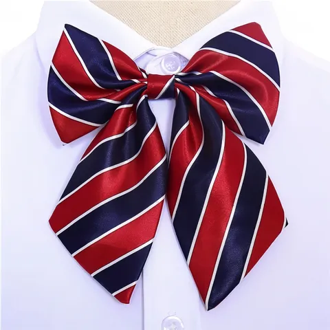 Nœud Papillon en Satino pour Femme Uniforme d'Affaires Rayé À Carreaux Nœud Fleur de Col Accessoire Élégant Professionnel