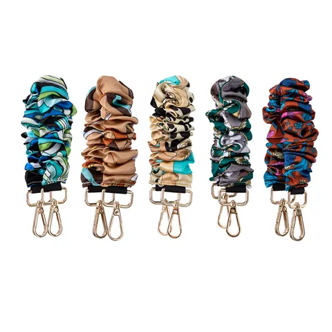Σατέν Scrunchie Μπρελόκ Βραχιόλι για Γυναίκες Τυπωμένο Μοτίβο Αντικατάσταση Ιμάντα Τσάντας Μπρελόκ με Μεταλλικό Κούμπωμα Βίντατζ Κοσμήματα Μόδας