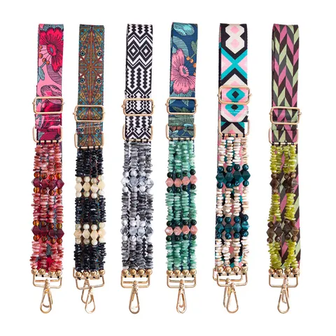 Sangle de Sac Large Ajustable pour Femmes Boho DIY Pierre Irrégulière Chaîne Acrylique Remplacement de Bandoulière Ethnique