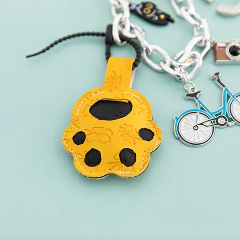 Cute Cartoon Cat Claw Keychain Bag Charm PU Leather Rhinestone Alloy Pendant For Women Gift Bicycle Camera Kitty Key Ring