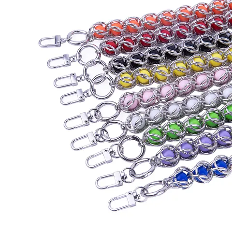 Fashion Acrylic Beaded Bag Chain Interwoven Metal Strap For Handbag Replacement Phone Case Hanging Charm Accessory