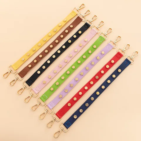Women's High Quality PU Leather Flower Rivet Bag Strap Fashion Short Shoulder Strap With Metal Lobster Clasp Replacement Handbag Belt