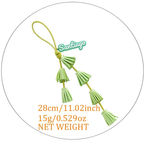 Fashion PU Leather Tassel Bag Charm Personalized Name Letter Tag Keychain For Handbag Phone Case Decoration Handmade Ornament