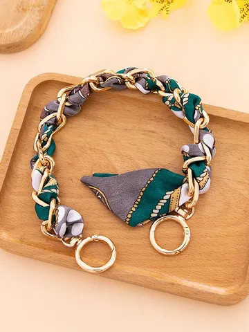 Moda Catena in Metallo di Alluminio Avvolto da Sciarpa Tracolla Borsa Corta Manico Ricambio Portachiavi per Borse da Donna Gioielli