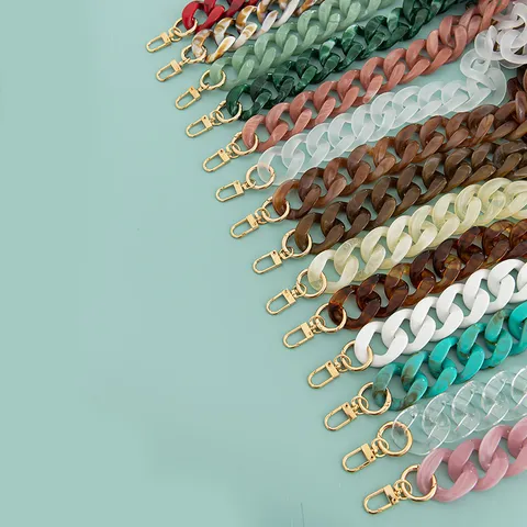 Acrylic Resin Chunky Chain Bag Strap DIY Replacement Shoulder Strap Colorful Marble Pattern Purse Handle Bag Accessories