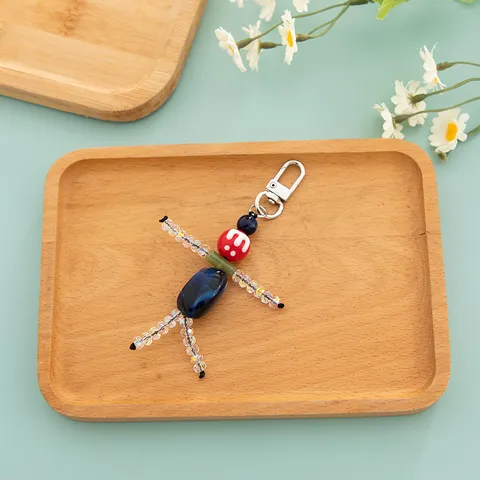 Handmade Beaded Doll Keychain Cute Cartoon Bag Charm Rhinestone Phone Strap Car Key Holder Handbag Pendant