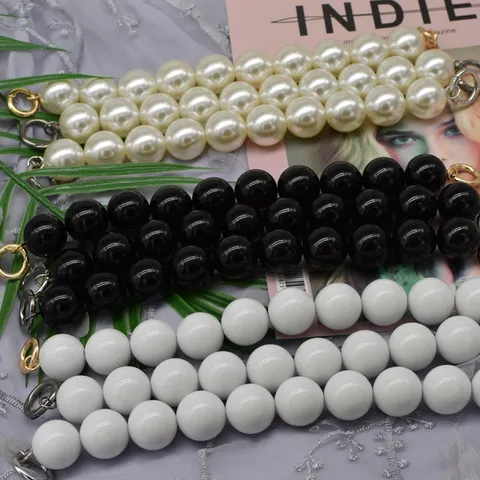Sangle de Sac en Perles Artificielles Haute Brillance Accessoire Bricolage Poignée de Remplacement pour Sacs à Main Boucle en Alliage