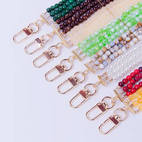 Bandoulière de Sac à Perles en Acrylique Chaîne à Trois Rangs pour Accessoires de Sac à Main Femme Chaîne de Coque de Téléphone Mode Luxe